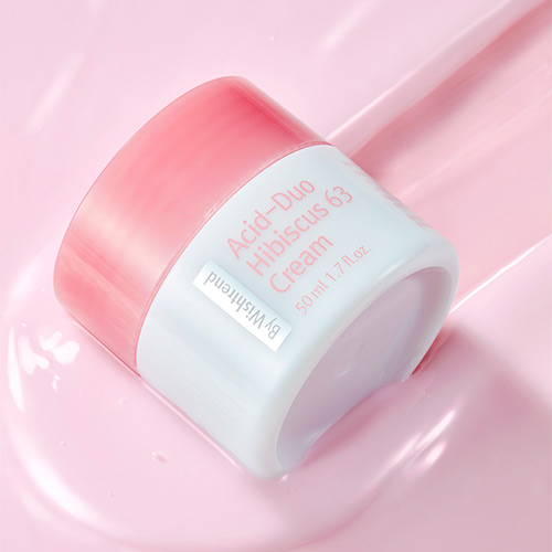Single cream jar on glossy pink surface
