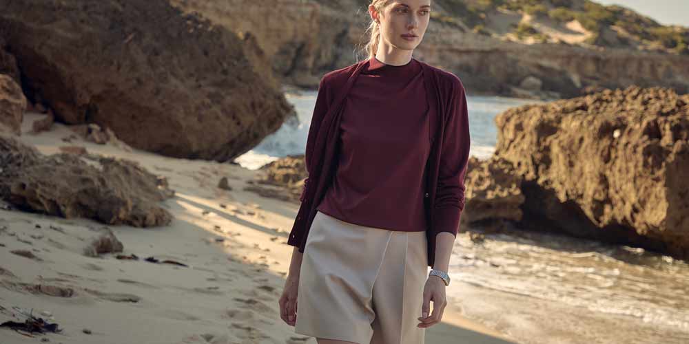 Elune Mode 2025 SS Burgundy Cardigan Lookbook