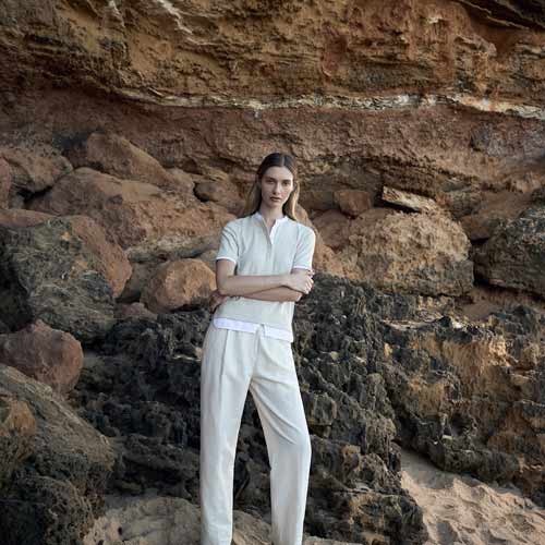 Linen Set Against Coastal Rock Tones