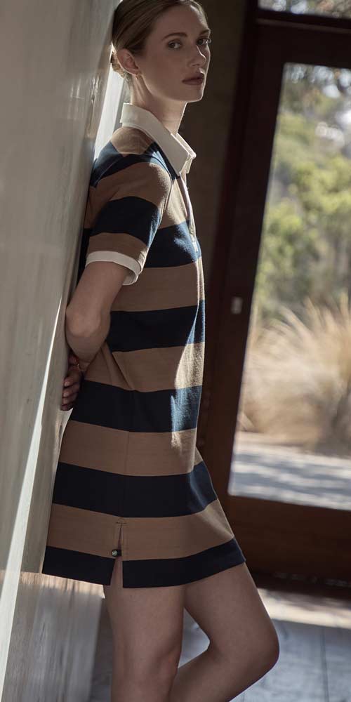 Elune Mode Striped Rugby Dress in Modern Interior