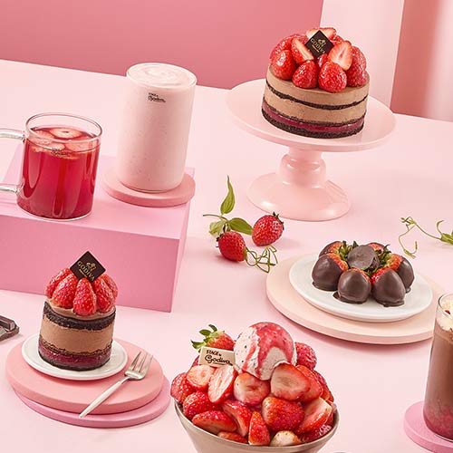 Godiva Pink Dessert Display with Drinks