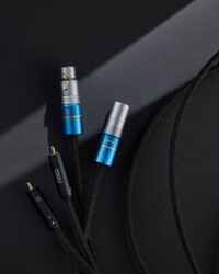 헤밍웨이 Indigo XLR 및 RCA 케이블 Hemingway Indigo series XLR and RCA cables on black background