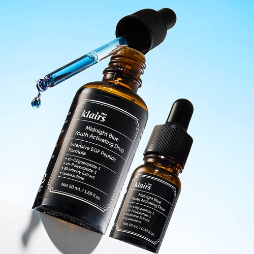 Klairs Blue Drop Serum – Dropper Detail and Texture Focus