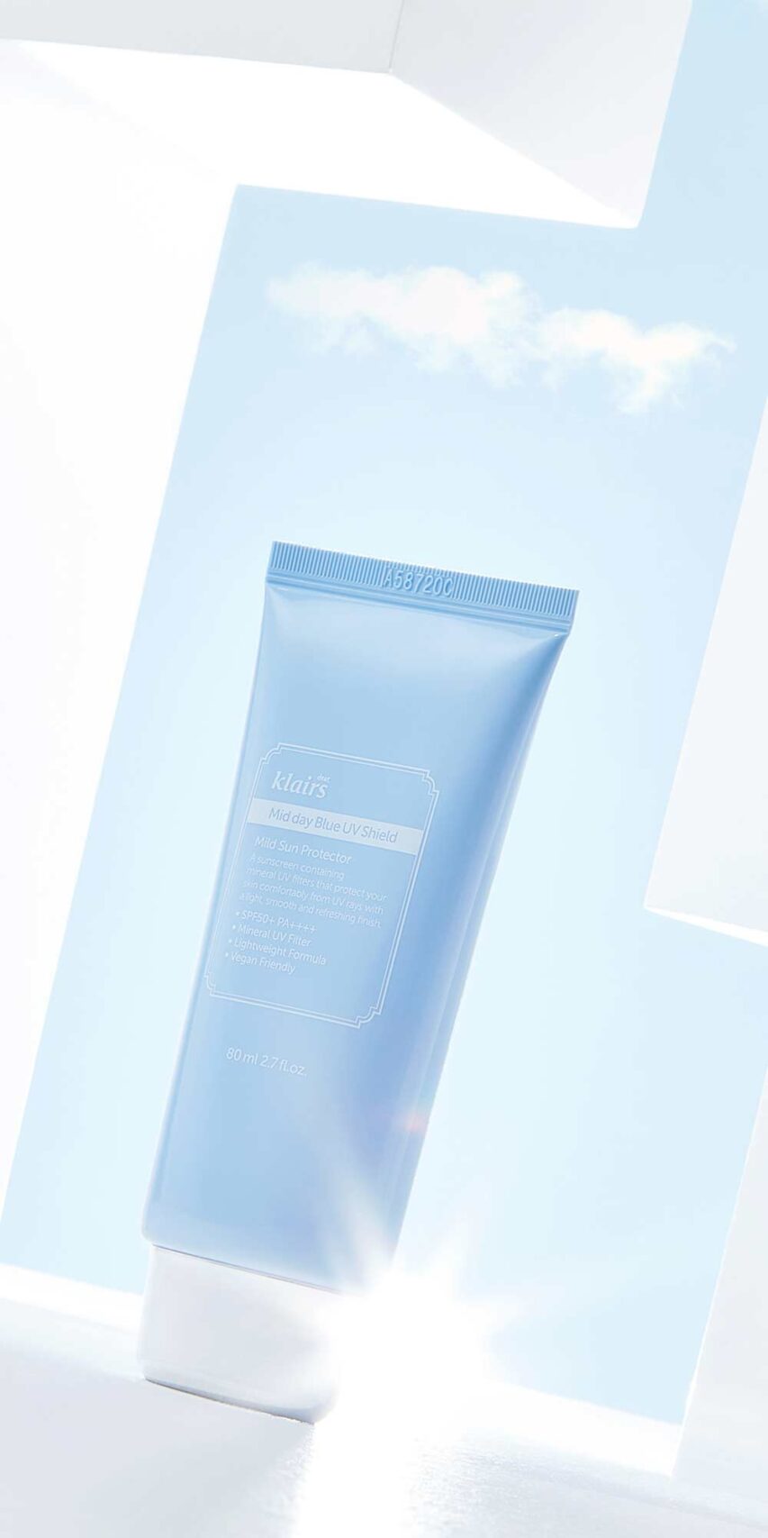 Klairs Sunscreen in Minimal Sky Setup – Product Visual