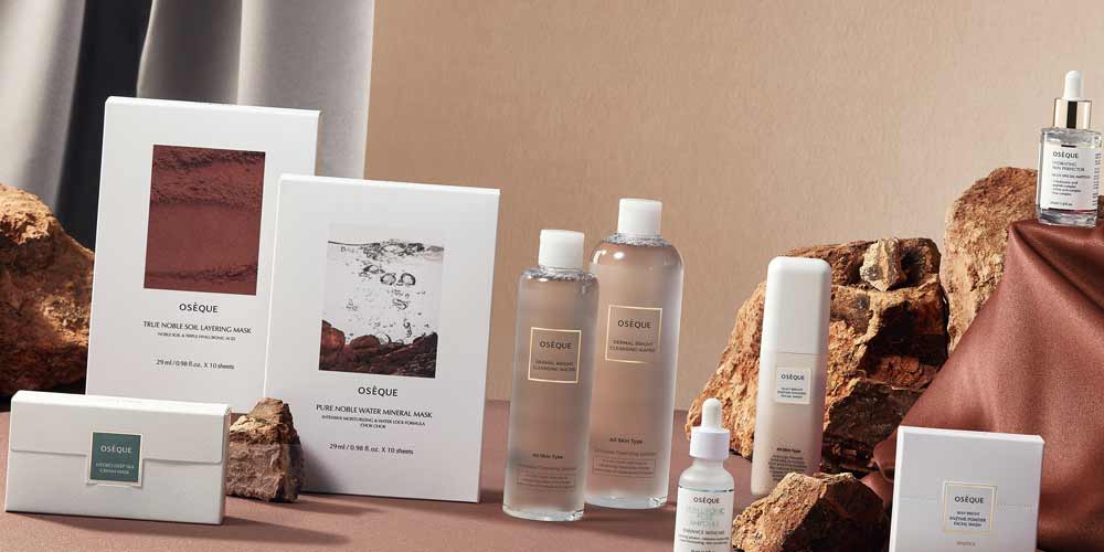 Oseque Noble Soil & Water Skincare Lineup Set Styling