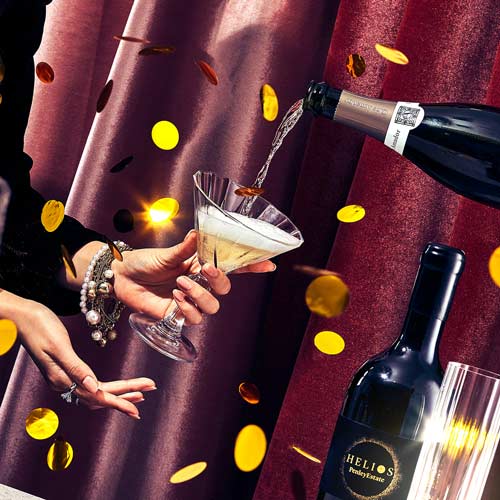 Party Wine Toast with Golden Accents