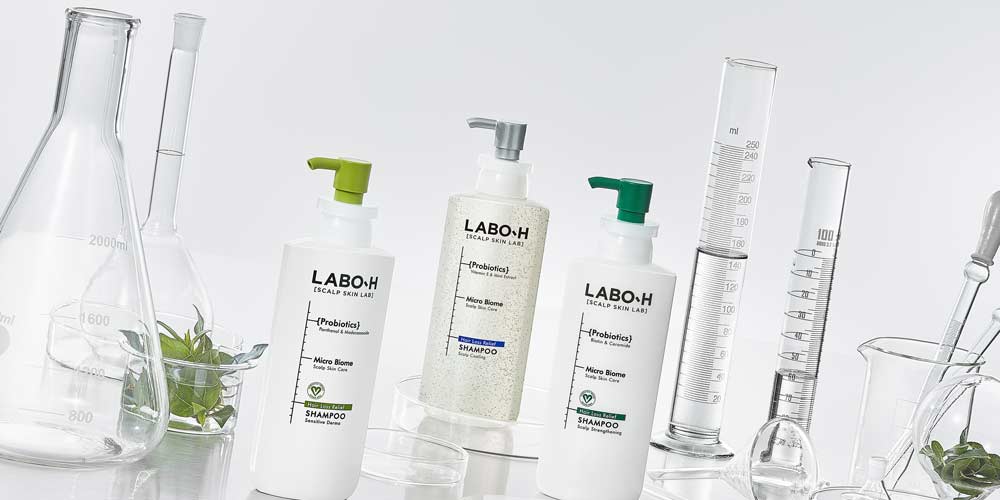 Labo-H Hair Loss Relief Shampoo Product Photography | Lab Concept
