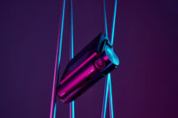 네온 조명을 활용한 아이로드 X10Pro 블랙박스 제품 광고 사진 Advertising photo of IROAD X10Pro dashcam with neon lighting