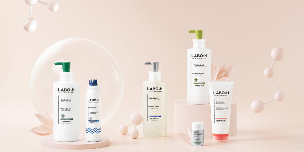 라보에이치 탈모 완화 샴푸와 트리트먼트 제품 세트 사진 LABO-H Hair Loss Relief Shampoo and Treatment Product Set Image
